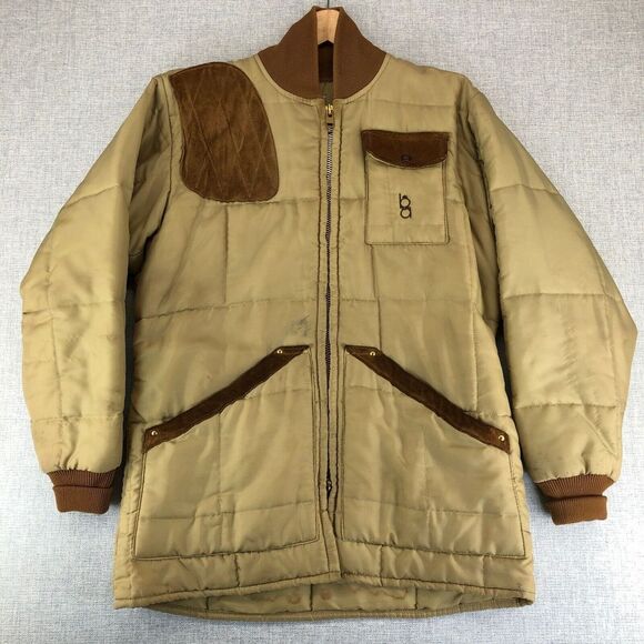 Vintage Bob Allen Jacket Coat USA Quilted Shooting Men's Medium Suede‎ Leather - Picture 1 of 12